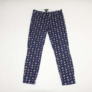 J. Crew Women's Minnie Side Zip Cropped Pants Size 0 Navy Blue 24" Inseam Cotton